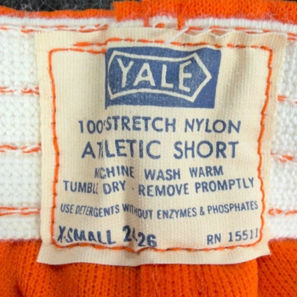 Yale Vintage 70s Athletic Shorts Mens XS Orange Nylon Deadstock New